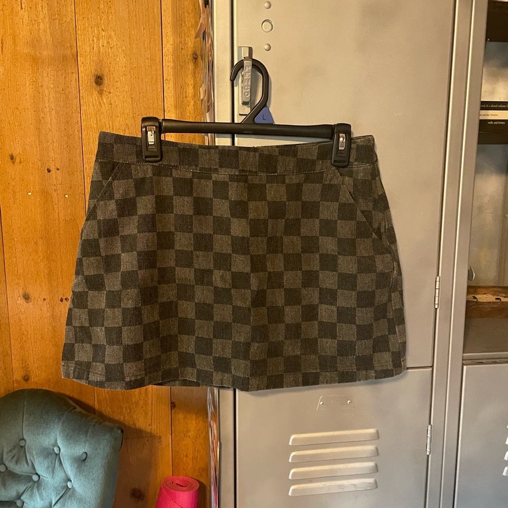Pink Lily Black Checkered Skirt
